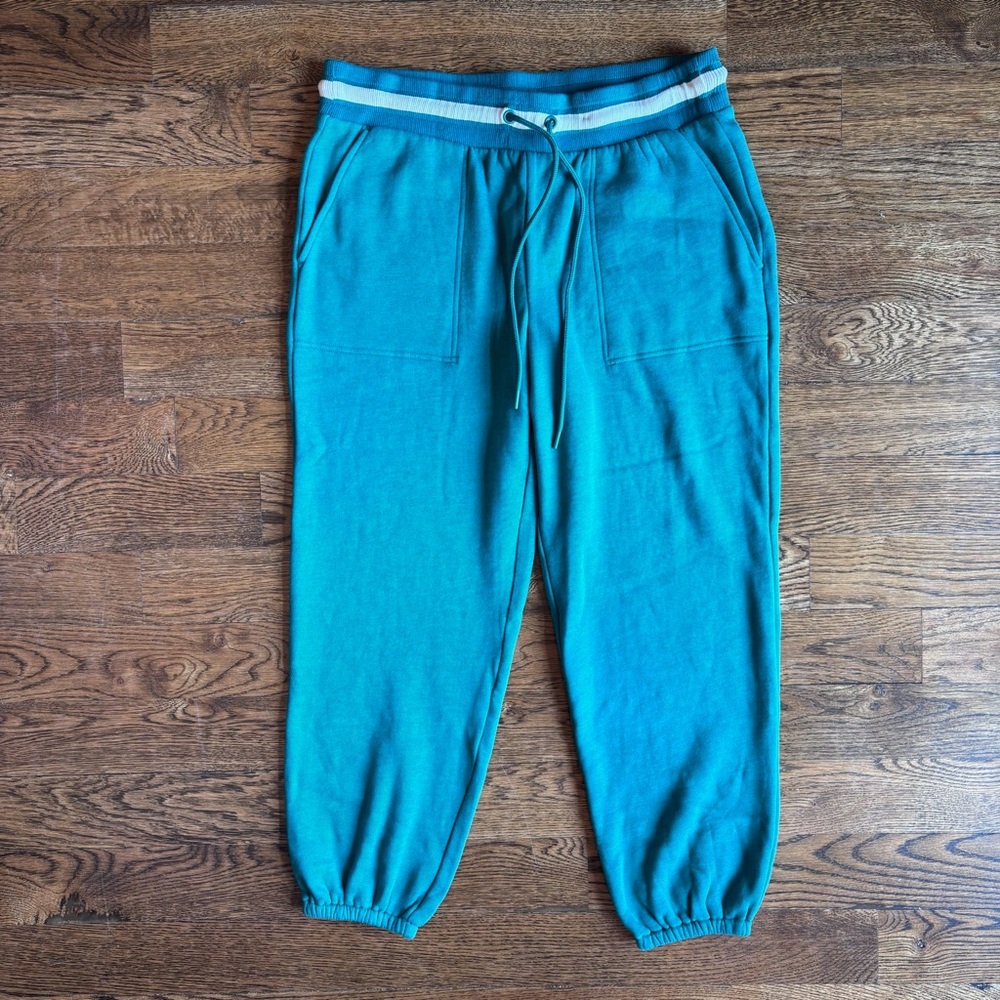 Lou & Grey Teal Fleece-Lined Jogger Sweatpants | Drawstring | Women’s L | NWT